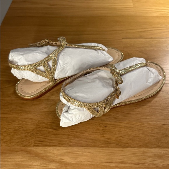 Kate Spade Glittering Gold T-strap Sandals - Picture 3 of 9